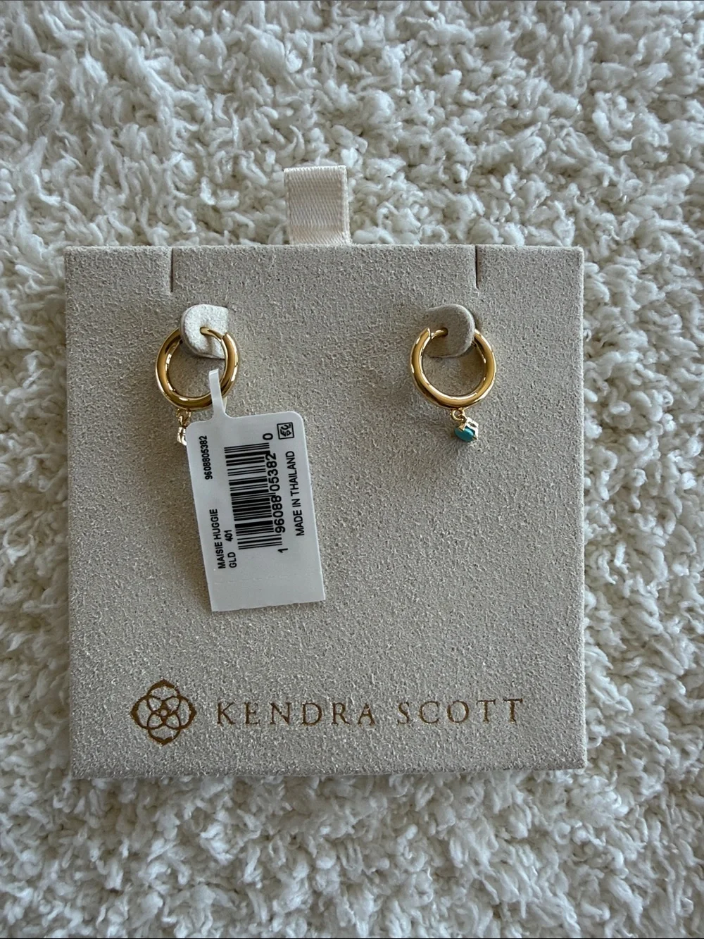 Kendra Scott Maisie 18k Gold Vermeil Huggie Earrings in Turquoise / December NWT